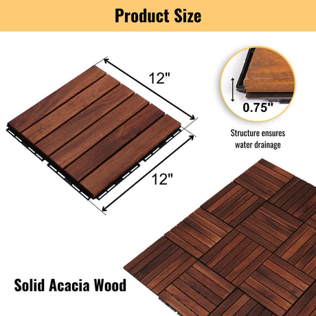 Interlocking Deck Tiles Striped Pattern Waterproof Brown HouseOfZazla