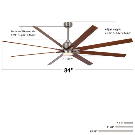 Oversized Large Ceiling Fan With Dimmable LED Light, 8 Blades, Remote Control HouseOfZazla