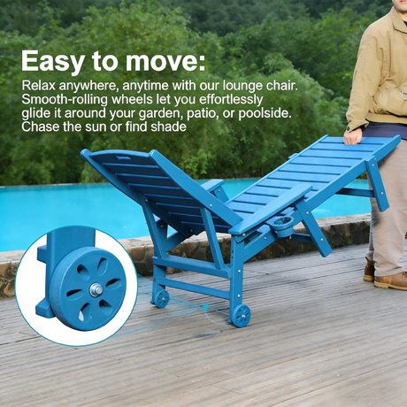 HDPE Chaise Lounge Chair Outdoor with Adjustable Backrest HouseOfZazla