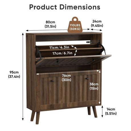 Shoe Cabinet, Storage Unit For Hallways - Walnut HouseOfZazla