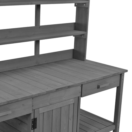 Topmax 66'' Large Outdoor Farmhouse Wooden Potting Bench Table HouseOfZazla