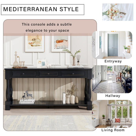 TREXM 63" Long Console Table with Drawers and Shelf HouseOfZazla
