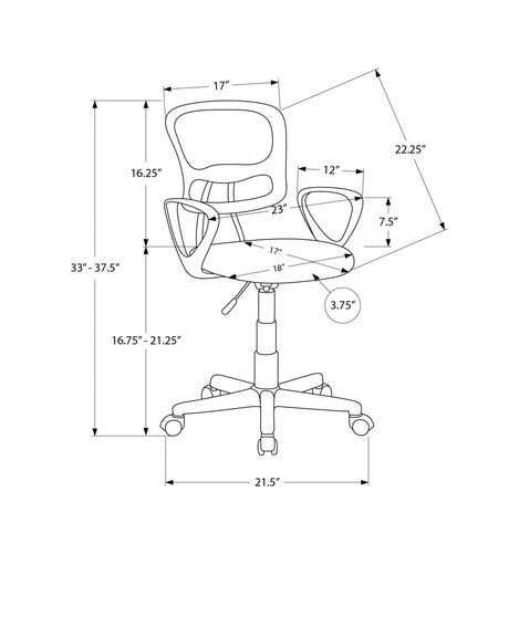 Office Chair, Adjustable Height, Swivel Ergonomic, Armrests HouseOfZazla