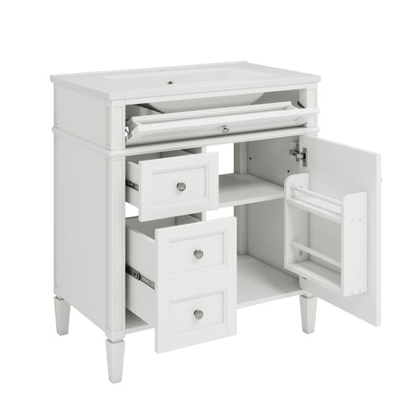 Bathroom Vanity With Top Sink, Modern Bathroom Storage Cabinet With 2 Drawers And A Tip-Out Drawer HouseOfZazla