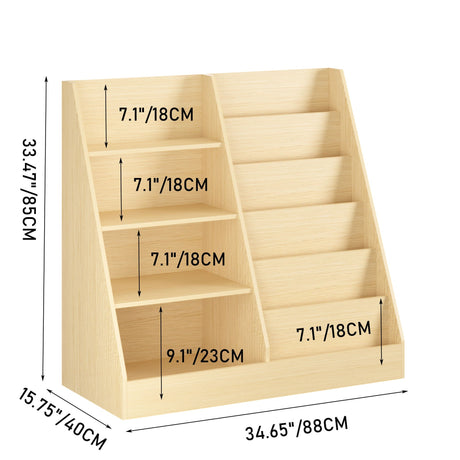 Bookshelf And Toy Storage Organizer, 4 Tier Bookcase With Display Stand For Playroom HouseOfZazla