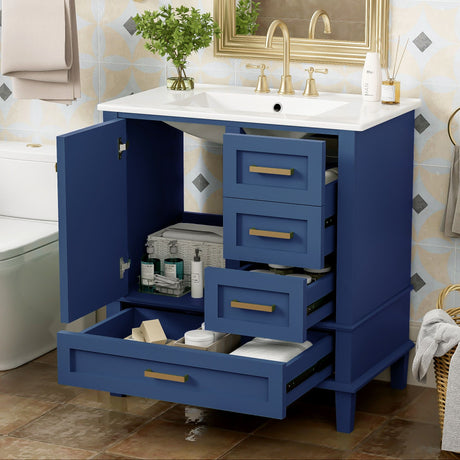 Bathroom Vanity, Modern Bathroom Cabinet With Sink Combo Set, Bathroom Storage Cabinet With A Soft Closing Door And 3 Drawers, Solid Wood Frame HouseOfZazla