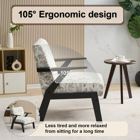 Mid-Century Modern Lounge Armchair - Seat Cushion (Beige + Grey) HouseOfZazla