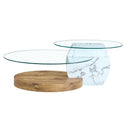 Contemporary Artistic Double Layer Coffee Table, Tempered Glass Top HouseOfZazla
