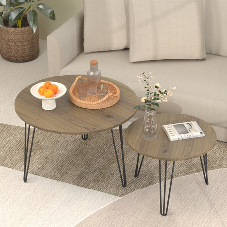 Round Nesting Coffee Table For Living Room (Set of 2) HouseOfZazla