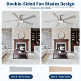 Low Profile Flush Mount Intergrated LED Ceiling Fan With Light And Reversible Quiet Motor