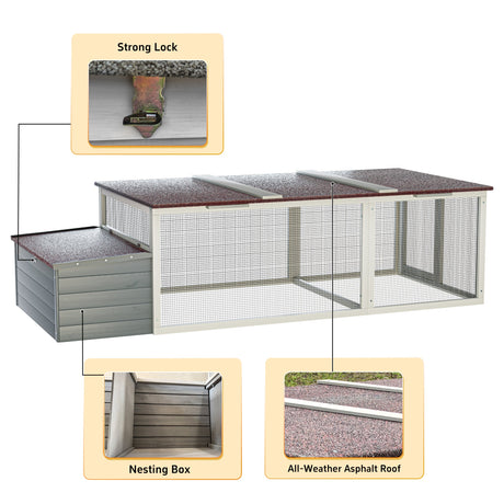 20.93ft² Large Wooden Chicken Coop Outdoor Hen House HouseOfZazla