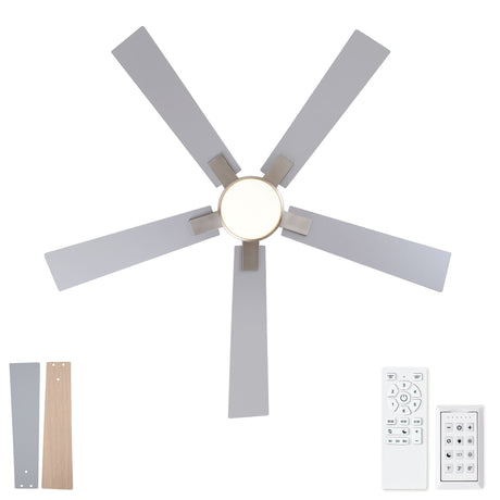 Low Profile Flush Mount Intergrated LED Ceiling Fan With Light And Reversible Quiet Motor HouseOfZazla