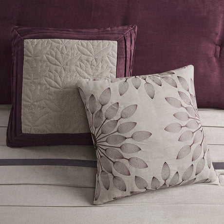 7 PC Pieced Faux Suede Comforter Set Purple King HouseOfZazla