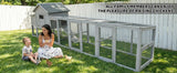 141" Gray Large Wooden Chicken Coop with Nesting Box