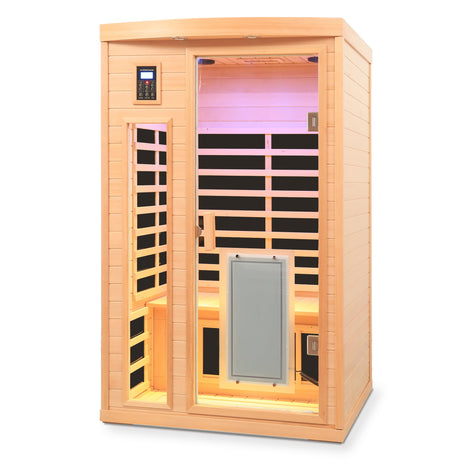 Low EMF Hemlock Wood Far-Infrared Indoor Two-Person Sauna Room HouseOfZazla