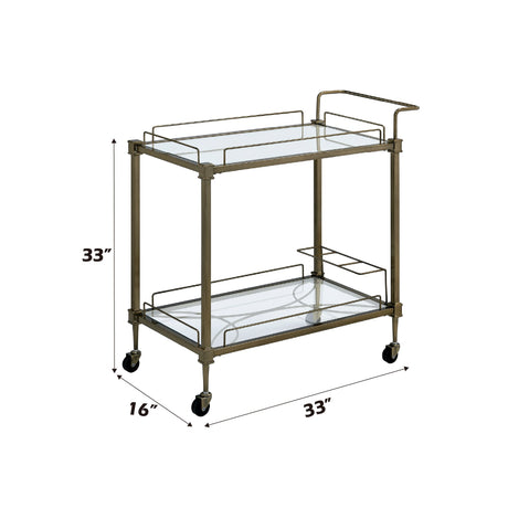 Aditya Mirrored & Antique Brass Finish Serving Cart HouseOfZazla