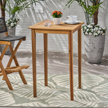 Outdoor Minimalist Acacia Wood Square Bar Table HouseOfZazla