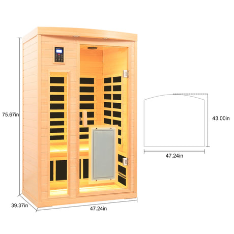 Low EMF Hemlock Wood Far-Infrared Indoor Two-Person Sauna Room HouseOfZazla