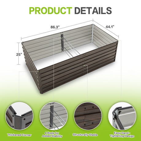 Woodgrain Aesthetic & Metal Strength: 8x4x2FT Galvanized Raised Garden Bed Kit HouseOfZazla