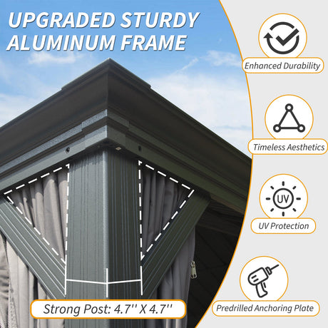 10' x 14' Hardtop Gazebo with Galvanized Steel Double Roof HouseOfZazla