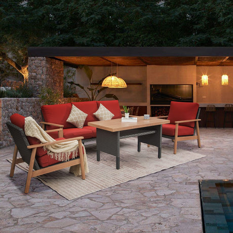 Outdoor Wicker Patio Furniture Sets 4 Pieces HouseOfZazla