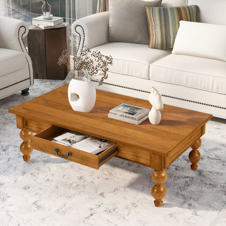 Rectangular Wooden Coffee Table with Storage Drawer HouseOfZazla