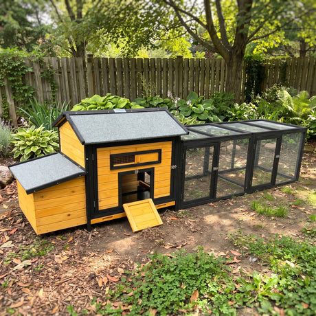 114" Wooden Chicken Coop with Outdoor Run HouseOfZazla