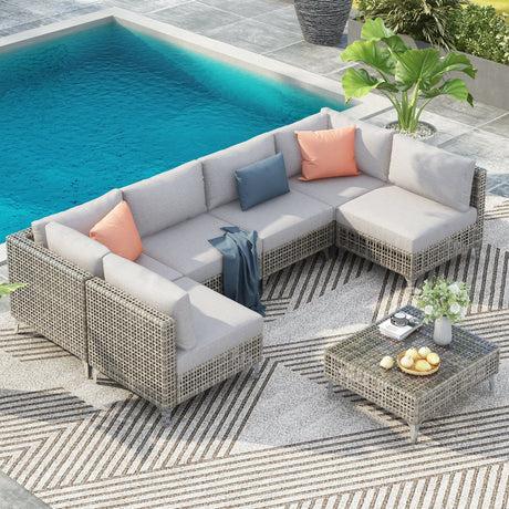 K&K 7-Piece Wicker Patio Furniture Set HouseOfZazla