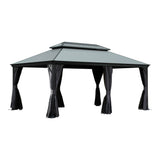 12'x18' Hardtop Gazebo with Resin Roof, Curtains, and Mosquito Netting