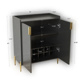 Wine Bar Cabinet With Adjustable Shelf, 2 Door Sideboard With Soft-Closing Hinges And Feet