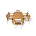 7 Piece Patio Furniture Set Acacia Wood Table And 6 Cushioned Chairs HouseOfZazla