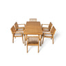 7 Piece Patio Furniture Set Acacia Wood Table And 6 Cushioned Chairs HouseOfZazla