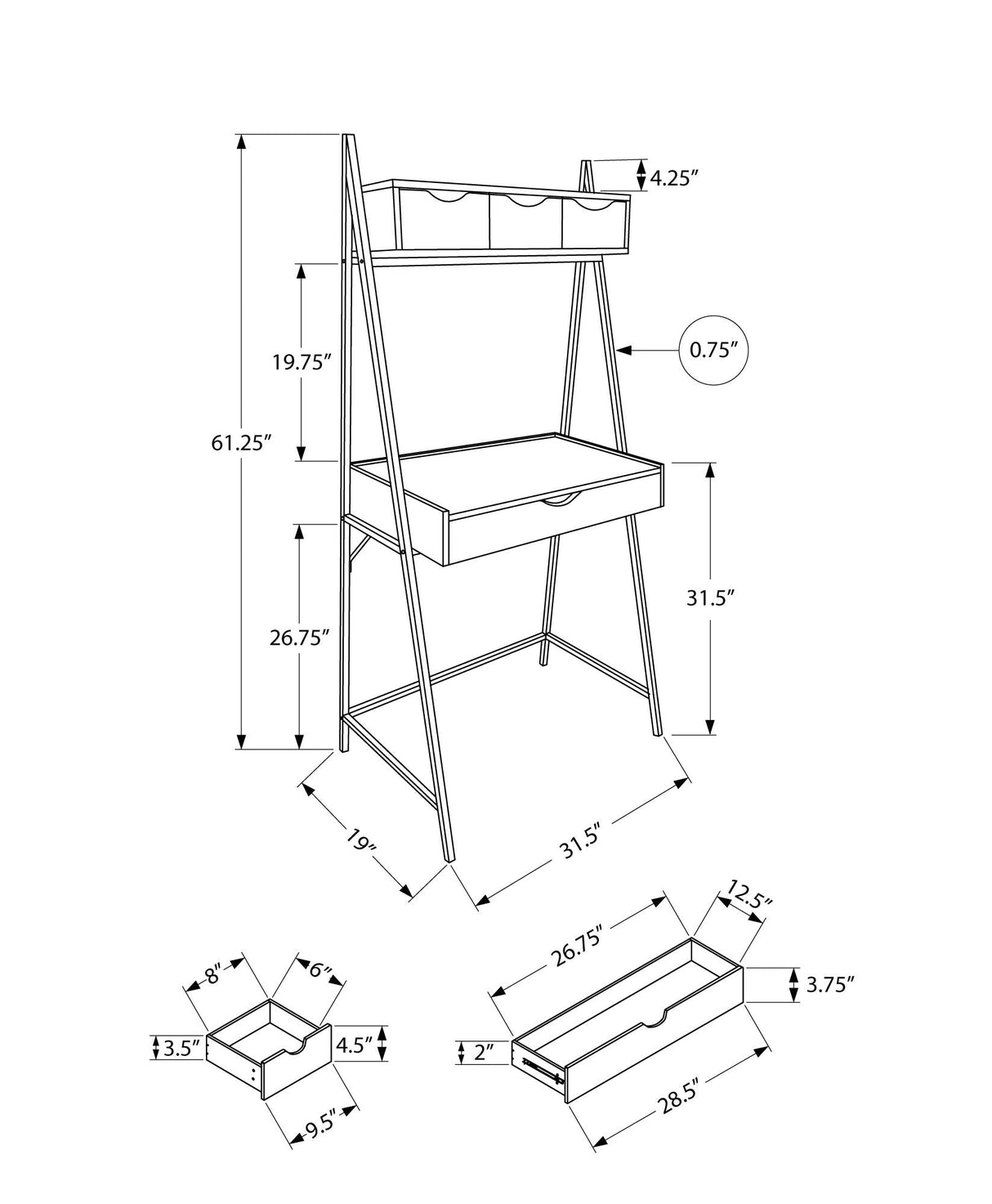 Contemporary Computer Desk for Home Office with Storage Drawers