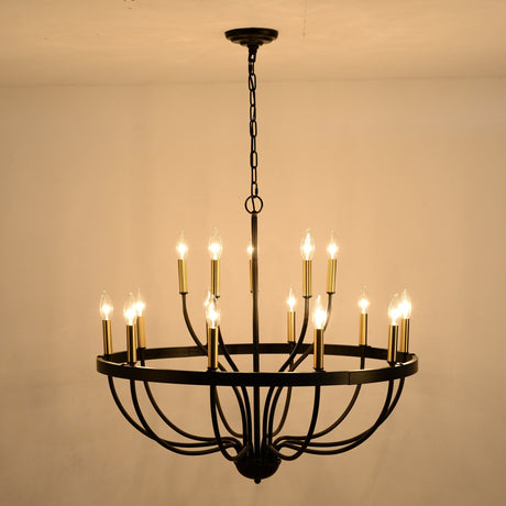 15-Light Industrial Iron Candle Chandelier Modern Farmhouse Pendant Light HouseOfZazla