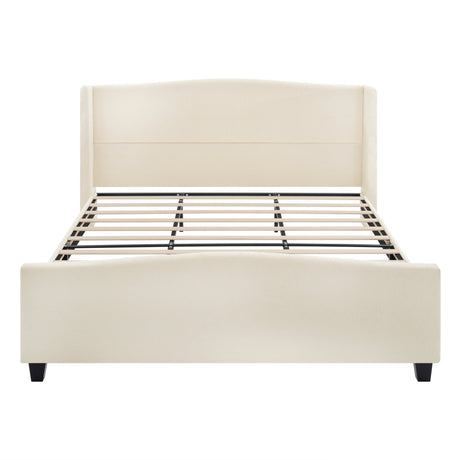 King Size Bed Frame with Upholstered Teddy Velvet Headboard HouseOfZazla