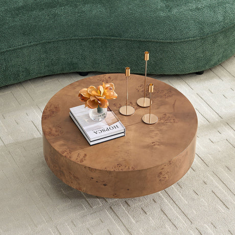 31.49" Burl Wood Veneer Round Coffee Table HouseOfZazla