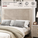 Solid Wood Queen Platform Bed Frame with Tall Headboard