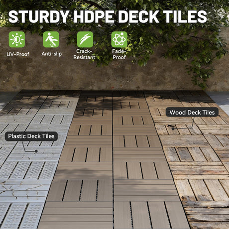 27 Pcs Interlocking Deck Tiles 12" x 12" HDPE Outdoor Flooring HouseOfZazla