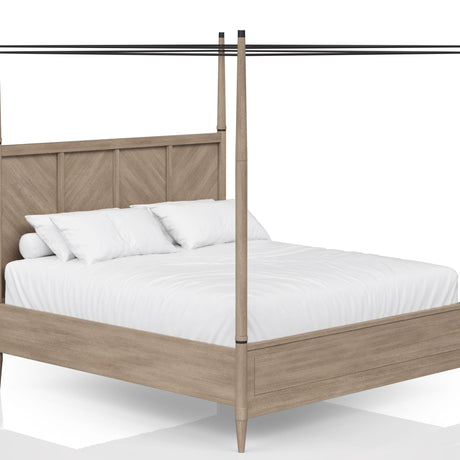 Queen Canopy Bedroom Set With A 2 Drawer Nightstand A Dresser With Poster Mirror And A Door Chest - Sand HouseOfZazla