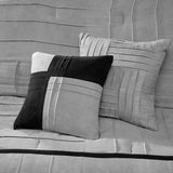 7 Piece Faux Suede Comforter Set Grey Queen