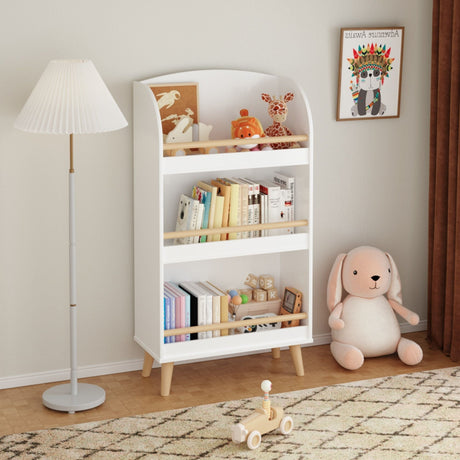 Bookshelf 3 Tier Book Organizer With Toy Storage - White HouseOfZazla
