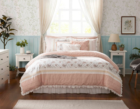 9 Piece Cotton Percale Comforter Set Blush HouseOfZazla