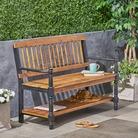 Slatted Bench With Built In Shelf HouseOfZazla
