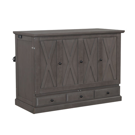 Solid Pine Murphy Bed Chest Cube Cabinet Bed With Charging Station And Large Storage Drawer For Home Office Or Small Room HouseOfZazla