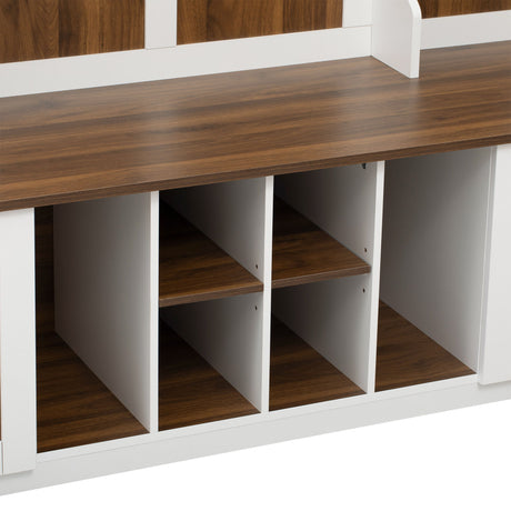 5 In 1 Entryway Bench With Coat Rack, 7 Sturdy Hooks, 2 Spacious Drawers And Adjustable Shelves HouseOfZazla