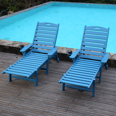 HDPE Chaise Lounge Chair Outdoor with Adjustable Backrest HouseOfZazla