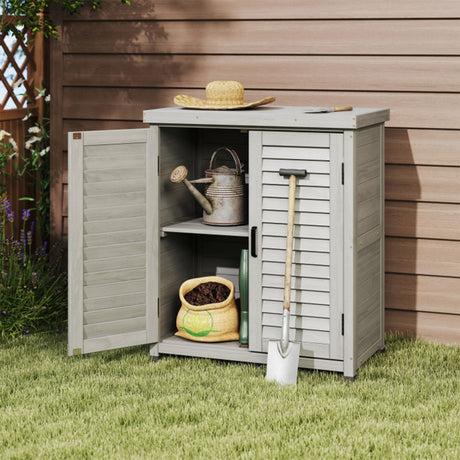Potting Bench With Storage Cabinet And Metal Table Top For Outdoor HouseOfZazla
