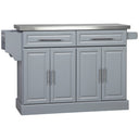 Homcom - Rolling Kitchen Island With Storage, Portable Kitchen Cart With Stainless Steel Top, 2 Drawers, Spice, Knife And Towel Rack And Cabinets HouseOfZazla