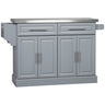 Homcom - Rolling Kitchen Island With Storage, Portable Kitchen Cart With Stainless Steel Top, 2 Drawers, Spice, Knife And Towel Rack And Cabinets HouseOfZazla