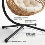 Folding PE Rattan Hanging Egg Chair with Stand